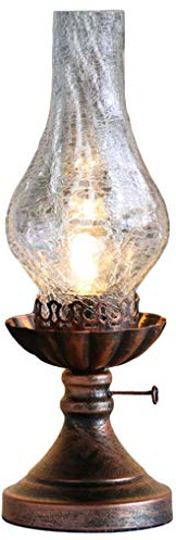 LANMOU Lampada a cherosene industriale vintage, lampada da tavolo retrò tradizionale lampada da tavolo con interruttore e paralume in vetro lampada da comodino camera da letto antica, E27, Clear