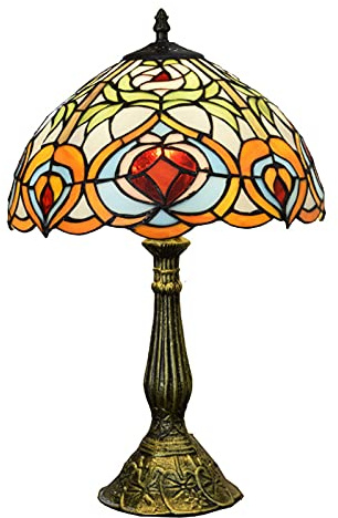 GAUUA Bedside Lights Vintage Tiffany Table Lamp Baroque Style Stained Glass Desk Lamp for Bedroom Bedside Cafe Reading Lamp