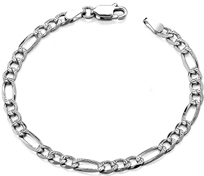 Old English Jewellers Sterling Silver Figaro Curb Baby Bracelet - 6 inch - Children's