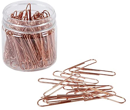 Egurs Büroklammern 100 Stück Büroklammern Set Groß 50mm Bürozubehör für Schule,Büro,Organisation Persönlicher Dateien Roségold