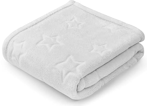 Pepi Kuscheldecke Sterne – Flauschige Babydecke Fleece aus 100% Polyester – 70x100 cm – Farbe Grau