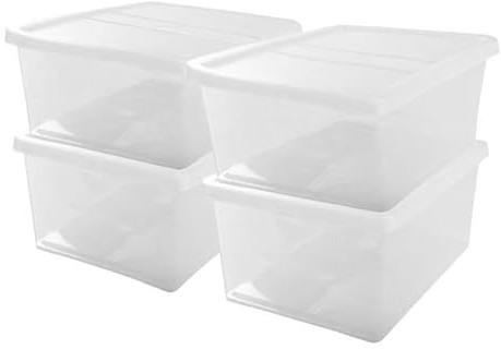 Iris Ohyama, 4er-Set Aufbewahrungsboxen mit Deckel NCB-40 - 4x 40 L - L54 x B39.5 x H24.5 cm - Transparent
