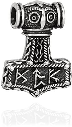NKlaus Kettenanhänger Thors Hammer 925 Silber 24x18mm Silberanhänger Wikinger Amulett 10250
