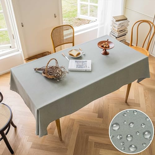 Home Brilliant Plain Large Rectangular Tablecloth Wipe Clean, Table Cloth Polyester, Water Resistant Table Protector for Patio Outdoor Table, Sage Green, 140CM x 260CM