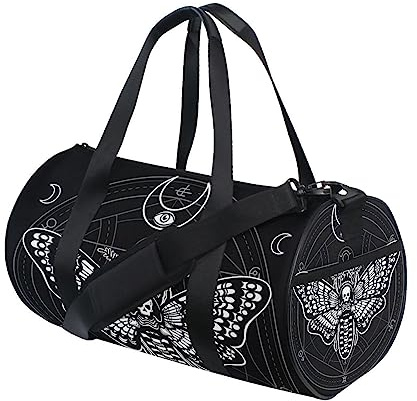 ALAZA Faltbare Reisetasche für Damen und Herren, für Reisen, Sport, Camping, Yoga, Schwimmen, kleine runde Turnbeutel mit Schultergurt, Tragegriff oben, Totenköpfe 230, Einheitsgröße