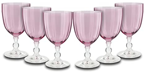 Peill+Putzler Germany 6er Set Rotweinkelche rosa, 350ml Volumen, aus hochwertigem Kristallglas, sehr pflegeleicht da Spühlmaschinengeeignet, Glanzstücke für jede Gelegenheit