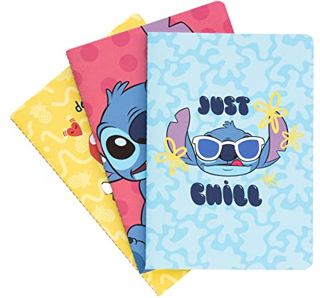 Disney Stitch Tropical Notizbücher A5 3er Pack - Notizbuch klein A5 | 1 Notizbuch Liniert 1 Dotted 1 Blanko - Notizblock A5