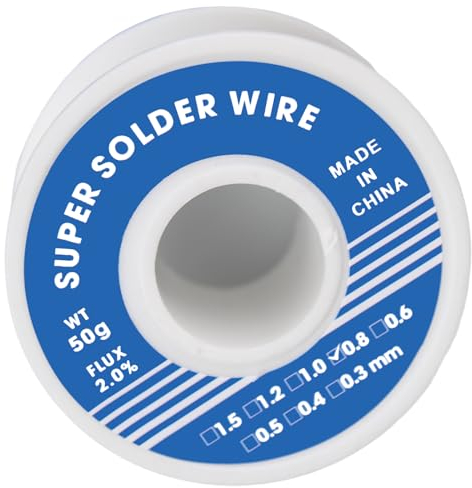 1 Pezzi 0.8mm 50g stagno, stagno per saldare, filo per saldatura elettronica su rotolo, contenuto di fondente 2,5%, per saldatura elettrica e fai da te