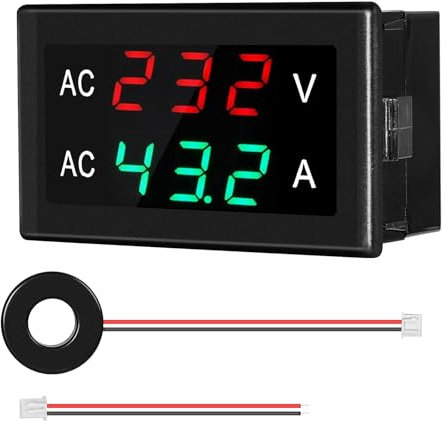 DEWIN Voltímetro Digital, AC Voltímetro Amperímetro LED Medidor de Voltaje Corriente Digital con Transformador 0-120A CA 50-500V