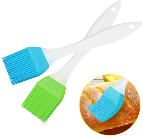 BOUMVID 2 Stück Silikon Backpinsel, Küche Pastry Brush, Backen Silikonpinsel, Lebensmittel Grillbürste Pinsel, Klein Basting Gebäckbürste, BBQ Silicone Pinsel für Grillen Gebäck Rühren Kochen