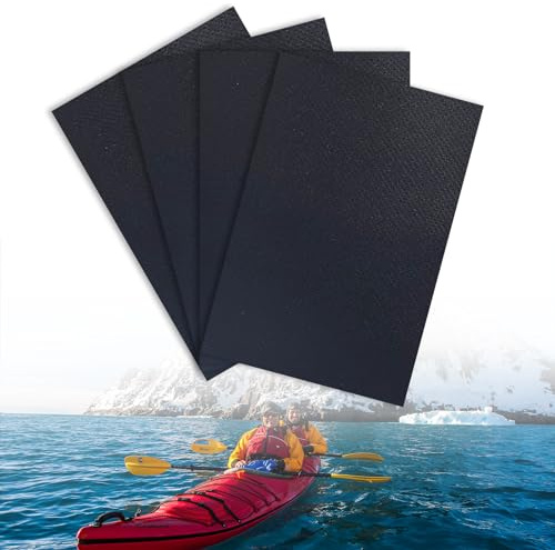 xiaoxiaozhijia Schlauchboot-Reparaturset 15x10cm,4 Verdickte-Reparaturblätter,Wasserdichtes PVC-Flickzeug-Reparaturset für Aufblasbare-Schlauchboot,Boot,Kanu,Kajak (4 Schwarz)