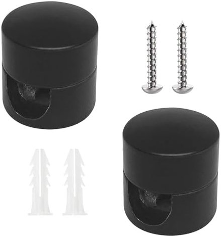GIONAR Aluminum Cable Clips, 1 Pair with Wall Plugs and Screws, Ceiling and Wall Mount, Textile Power Cord Holder, Black Finish, Fixes Light Fixtures and Pendant Lights