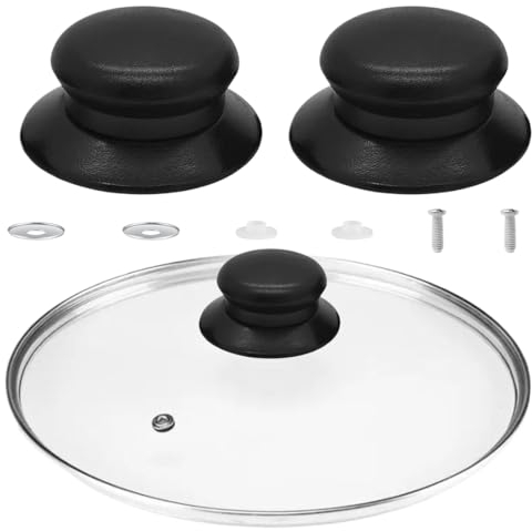 2 Stück Topfdeckelgriff, Universal Topfdeckelknöpfe Hitzebeständige Topfdeckel Haltegriffe Deckel Ersatzknöpfe Griffe für Langsamkocher, Pfannen, Bratpfannen (Schwarz)