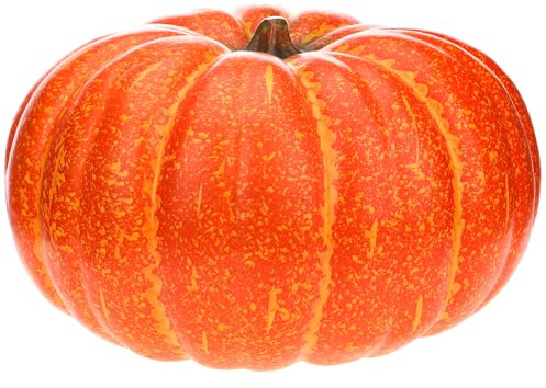 Gresorth 48cm Artificiels Orange Citrouille Décoration Simulation Faux Extra Grande Fruits Modèle Réaliste Vif Légume Récolte Ornement Halloween Accueil