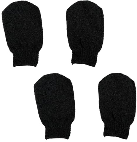 GroveEss 2 Pairs Exfoliating Gloves,Durable Exfoliating Scrubbing Mitt,Body Exfoliator Dead Skin Removal Tool for Women Men Shower Bath Spa Massag Body Scrubbing(Black)