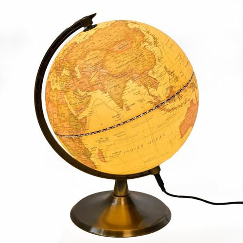 Decor Space Mappamondo con base e con luce led per decorazione interno (Con luce led, Ø 22 x 29 cm)