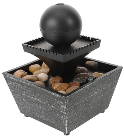 Garneck Tischbrunnen Wasserfallbrunnen Wasserspiel Dekoration Kunststoff Automatischer Kleiner Brunnen Für Büro Und Zuhause Ohne Batterie