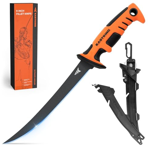 KastKing Ultimate Angler 9 Fillet Knife, Razor Sharp Corrosion-resistant Vanadium Stainless Steel Blade, Fishing Knife Includes Sheath with Sharpener & Line Cutter, EnduraGrip Ergonomic Handle