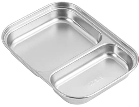 OKUMEYR Edelstahlteller Mit Lunchfach Für Junge Mädchen Tablett Aus Hochwertigem Edelstahl Geteiltes Speise Tablett Robust Und Langlebig Einfache Reinigung Gesunde Ernährung