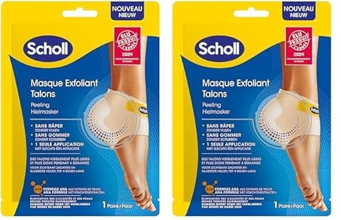 Scholl Masque Pieds Exfoliant Talon - Peeling Pieds - Élimine Callosités - Soin des Pieds Efficace - 2 Chaussettes (Lot de 2)