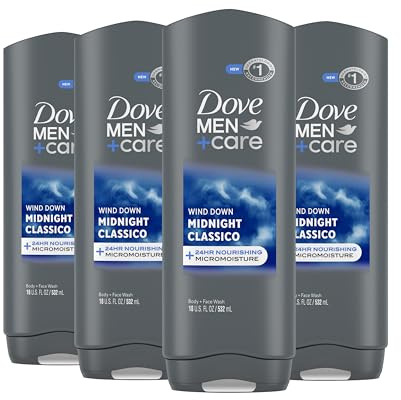 DOVE MEN + CARE Midnight Classico Gesichts- und Körperseife (4 Stück) für eine beruhigende und mit Feuchtigkeit versorgte Haut, weiß