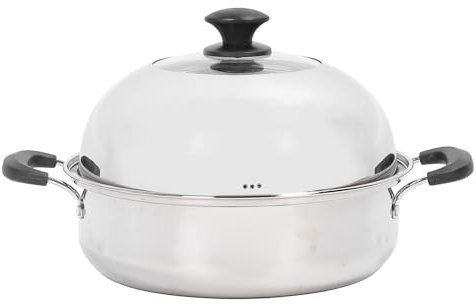 Pentola a vapore in acciaio inossidabile Lybunair con coperchio a 2 livelli ad ispessioni multifunzionali per pesce, frutti di mare, panino al vapore