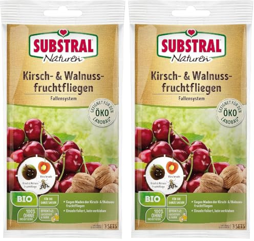 Substral Naturen Kirschfruchtfliegen-Falle,insektizidfrei, Leimfalle inkl. Lockstoff, 3 Fallen (Packung mit 2)