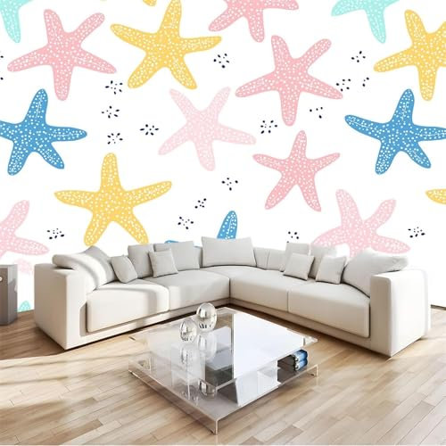 Fotomurales Decorativos Estrella de Mar Papel Pintado 450x315 cm 3D Mural Estrella de Mar Murales Póster Pared No Tejido Dormitorio Salón Paredes Decoración Fotomural Panorámico q8376