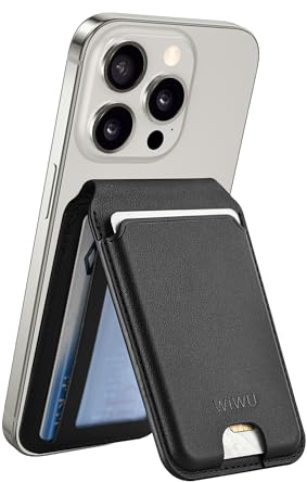 WIWU MagSafe Wallet 5 Card Holder with Adjustable Stand RFID Blocking Strong Magnetic Ultra Slim Travel Leather Wallet for iPhone 17/16/15/14/13/12 Series Android