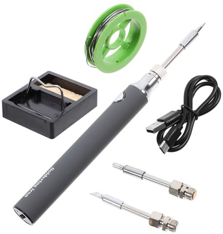 TOPBATHY 1 Juego estaño cable para soldar portátil soldador inalámbrico alimentado por USB herramienta de soldadura de hierro herramienta de proyectos de bricolaje planchar Gris oscuro
