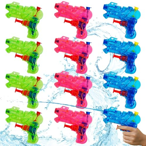 Lets Joy Wasserpistole Spielzeug für Kinder, 12 Stück Mini Kleine Wasserpistole Spritzpistole, Wasserspritzpistolen, Geschenk für Kinder Sommerpartys Garten Pool Spielzeug (D)