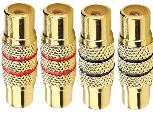 NOOYNOEO 4 PCS RCA Female to Female Coupler, RCA Phono Coupler Adapter, for Speakers, Phono, Amlifier, with Gold Plated Housing