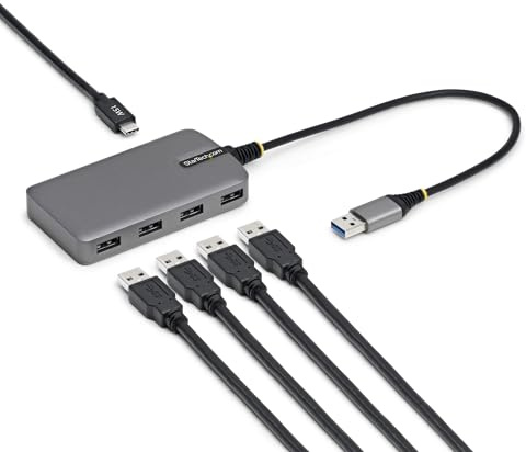 StarTech Divisor USB-A 4 Puertos 5Gbps Alimentado por USB, 4X Tipo-A, 30cm | Compatible con MacBook, Dell XPS, Surface Pro y Chromebook, Para Windows, macOS, Linux y ChromeOS