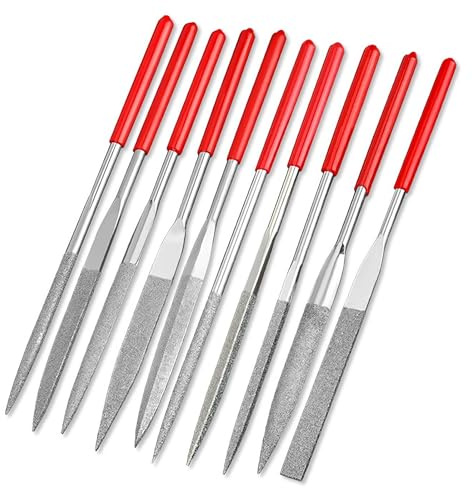 DOETYD Diamantfeilen-Set, 10 Stück, 2 x 100 mm, Präzisions-Mini-Nadelfeilen für Schmuck, Glas und Holzschnitzerei, vielseitiges Nadelfeilen-Set für Handwerk und Metallarbeiten