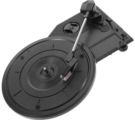 Tocadiscos de Vinilo Retro de Gramófono con Plato de 200 Mm | Altavoces Incorporados, Diseño Clásico en Negro, Plástico, Uso Doméstico para Decoración