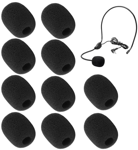 wilcractk Esponja Microfono, 10 Piezas Espuma Microfono Negra 30x22x8mm, Funda Antiviento de Alta Densidad para Auriculares, Micrófonos de Diadema y Amplificadores Portátiles