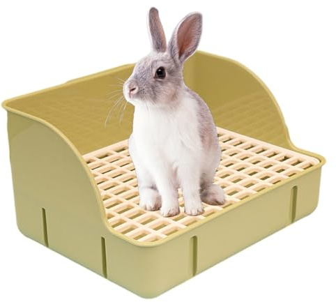 Pesoncarl Kaninchentoilette, spritzwassergeschützte Hasentoilette, große Bettpfanne, Ecktoilette aus Kunststoffnetz für Meerschweinchen, Chinchillas und Hamster