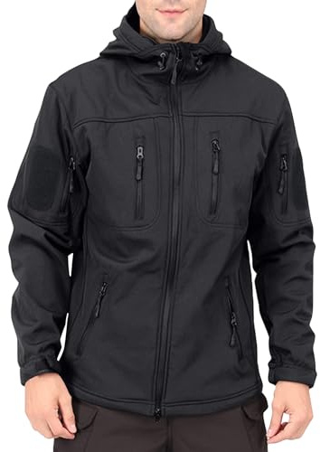 Generisch Herrenkleidungherbst Winterjacke Military Softshell Jacken Outdoor Fleecefutter Winddichte Wasserdichte Jacke mit Kapuze Warme Taktische Jacken mit Mehreren Taschen für Jagdausflüge