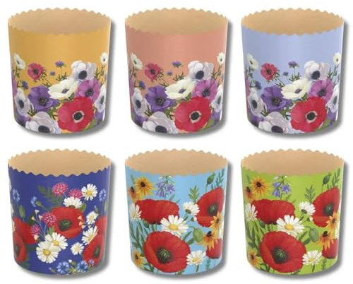 6pcs Baking Paper Molds for Easter Bread Cakes Panettone Paska Flowers 2 (110x85 mm)