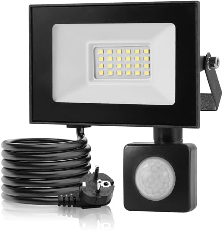 20W LED Strahler mit Bewegungsmelder Außen,3000K Warmweißes Scheinwerfer mit Stecker & 145cm Kabel,2000LM Superhell LED Außenstrahler,IP66 Wasserdicht Aussenstrahler,Fluter für Garten Hof Garage