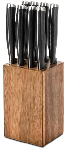 8 Slots Steak Knife Block Holder, 5.5 Wooden Small Knife Block without Knives,Compact and Space Saving Storage Knife Holder for Counter Top (Brown-1)