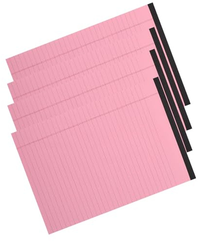 A4-notizblock im Querformat, 4 Stück-pack Rosa Liniert mit Trennblättern | Arbeitsnotizblock für Schule und Tägliche Planung, Papier mit Heraustrennbaren Seiten, Schulanfang Deko