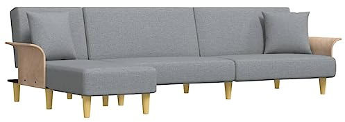 XHNIFBN Schlafsofa L-Form Hellgrau 279x140x70 cm mit Bettkasten und Chaiselongue, Modernes Design, Stoffbezug 100% Polyester, Eckcouch für Living Room, Gästezimmer und Jugendzimmer