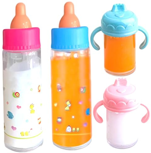 Xdyyjrasa Set di Bottiglie per Bambole 6 Pezzi/Set Magie Divertenti, Bottiglie per Bambole con Accessori per di Simulazione di Latte o Succo Che scompaiono per Bambini