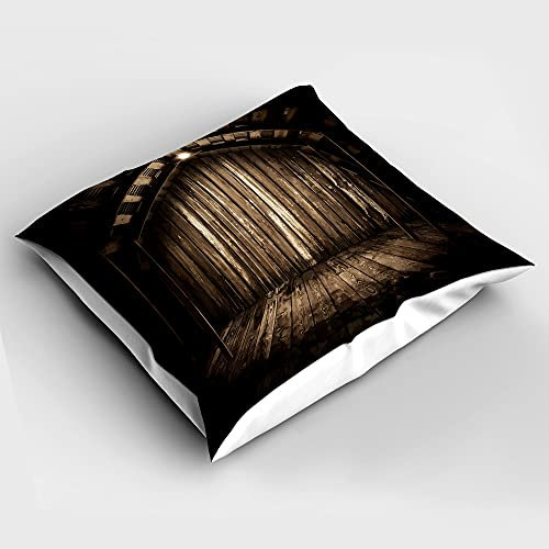 ABAKUHAUS Modern Schlafkissenbezug, Holzhaus, Dekorativer Weicher Mikrofaser-Kissenbezug Bedruckt, 80 cm x 80 cm, Braun Dunkelbraun