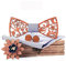 RQPYQF Noeud Papillon Bois, Ensemble de 4 Pièces Noeud Papillon en Bois et Boutons de Manchette et Broche en Bois et Carré de Poche, Fait Main, Accessoire Mode (Style#13)