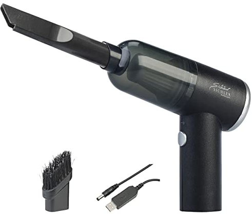 Sichler Haushaltsgeräte Mini Staubsauger: Kompakter Akku-Handstaubsauger, HEPA, 3 kPa, 50 W, LED, USB (Mini Akkusauger, Kleiner Handstaubsauger Akku, Haarentfernung)