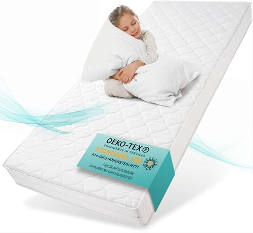 Sun Garden Kindermatratze 90x200 cm H2, Oeko Tex 100 Zertifiziert, Matratze für Kinderbett, Bezug waschbar, Optimale Matratze für Kinder, Bezug mit Klimafaser-Versteppung, Modell P1440 ComfortPur