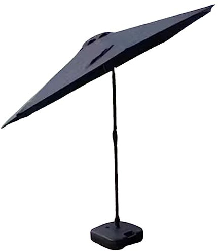 WYRMB Parasol de jardin à long manche, tête secouable, colonne en fer, avec base de réservoir, 9 pieds, 8 nervures, manivelle ouverte, base remplissable