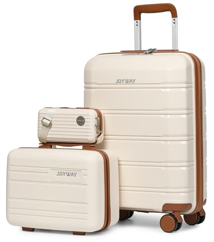 Joyway Juego de Maletas 3 Piezas, Maleta de Cabina 20'' Rígida ABS+PP, Ultraligera con Ruedas Multiángulo Spinner, Cerradura TSA, Incluye Neceser y Bandolera